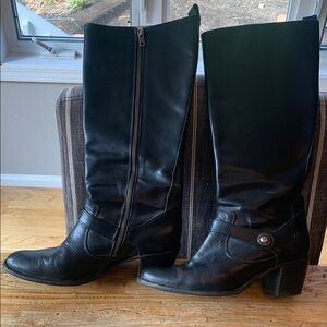 Frye Black Heeled Boots with Chunky Heel